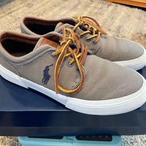 Ralph Lauren Men’s Canvas Sneakers with Leather trim and laces